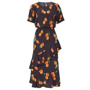 Anthropologie Just Female Sine Orange Print Midi Dress Size XS